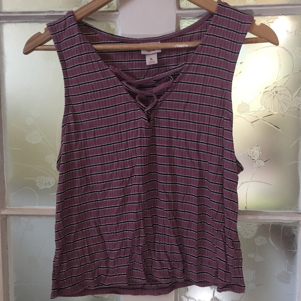 Ribbed Lace Up Crop Top